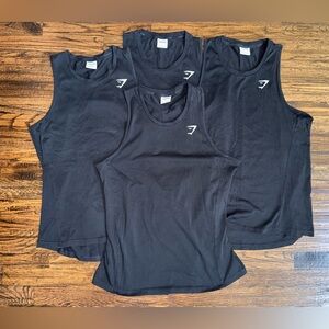 BUNDLE 4-Pack Gymshark Arrival Black Tank Top Sleeveless Tee Athletic Size Large